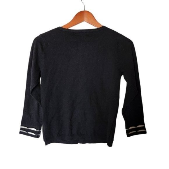 Anthropologie Sparrow Scalloped Striped Cardigan Black White S Small - Picture 10 of 11